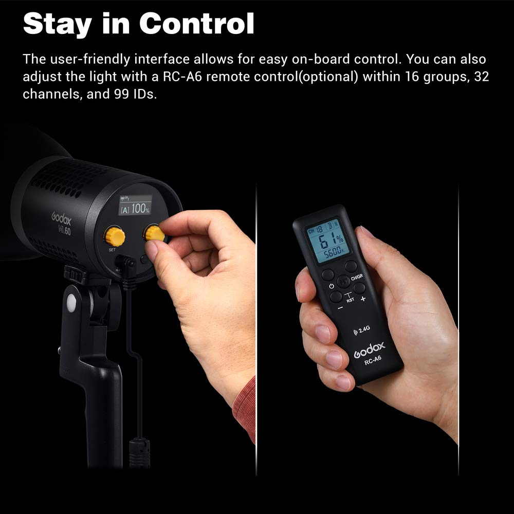Amazon.com : Godox ML60, 60W Handheld LED Video Light, 69000LUX
